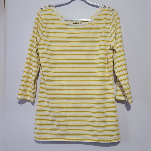 Matilda Jane Dandelion boatneck mustard & white striped - Picture 1 of 5